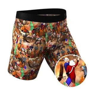 Shinesty Men's Mystery NSFW‎ Patriotic Boxer Briefs 2X Ball Hammock Underwear